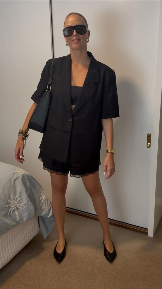 25 Black Lace Trim Shorts Outfits Image