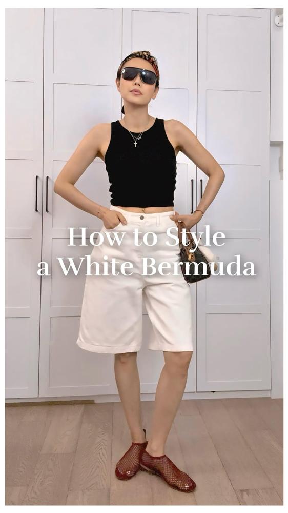 19 White Bermuda Shorts Outfits Image