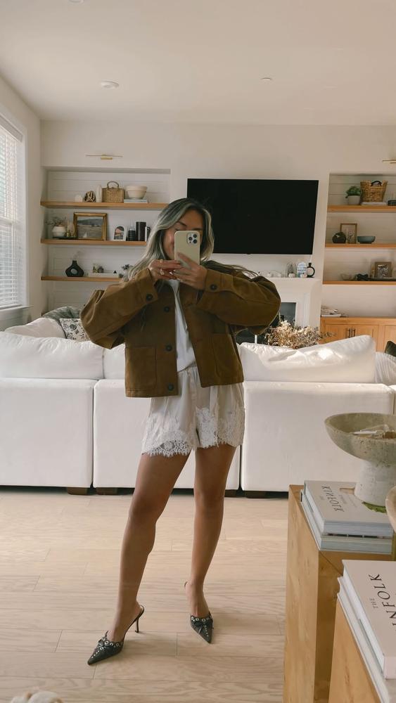 27 Satin Lace Shorts Outfits Image