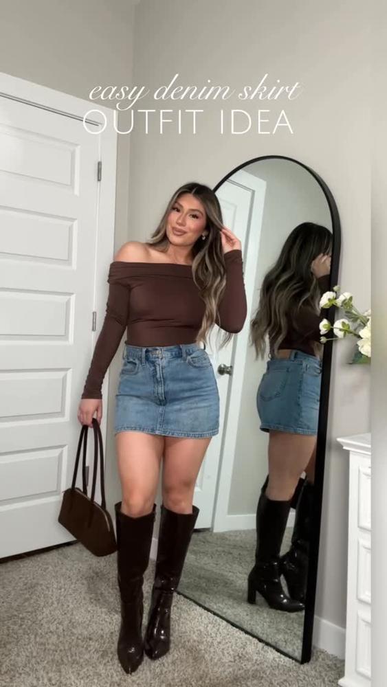 22 Denim Skirt Outfits Image