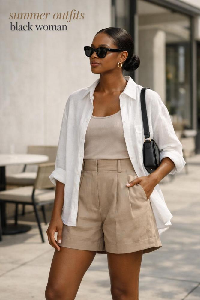 19 Beige Shorts Outfits Image