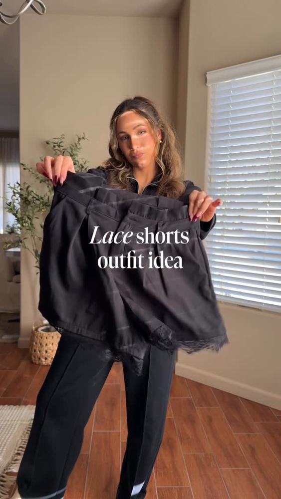 25 Black Lace Trim Shorts Outfits Image