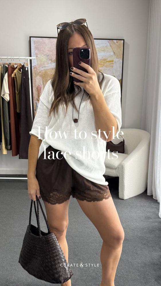 25 Black Lace Trim Shorts Outfits Image