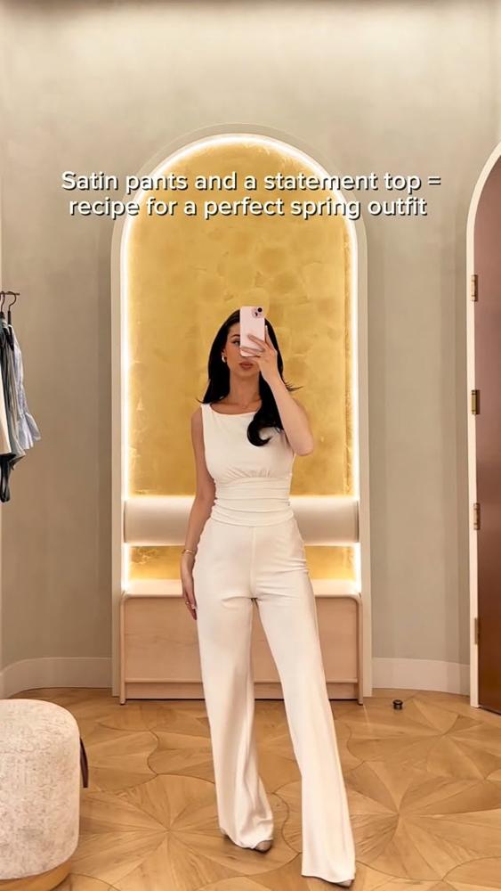23 White Satin Pants Outfits Image