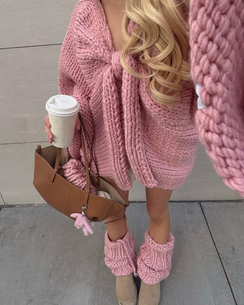 22 Chunky Pink Cardigan Outfits Image