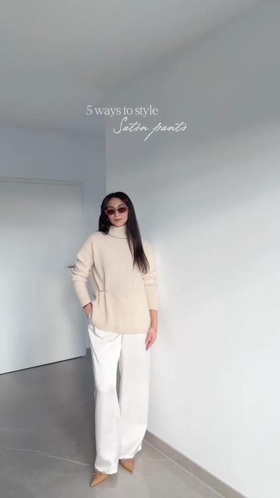 23 White Satin Pants Outfits Image