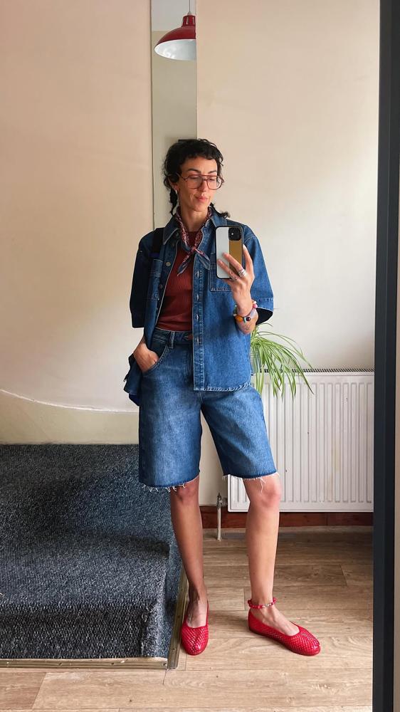 24 Denim Bermuda Shorts Outfits Image