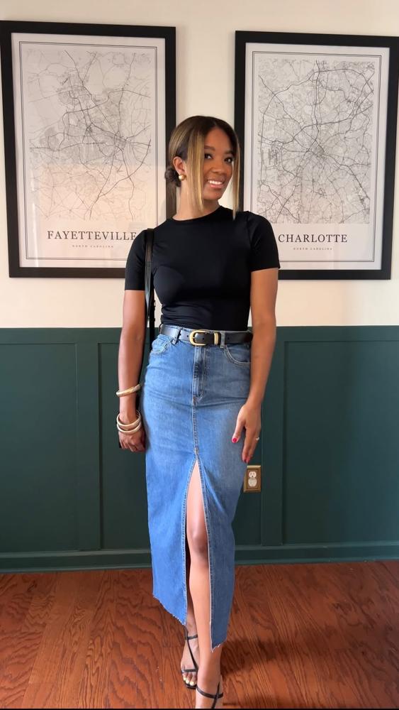 22 Denim Skirt Outfits Image