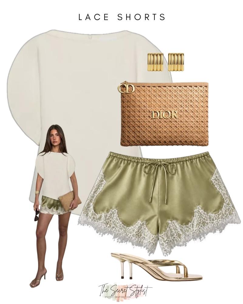 25 Black Lace Trim Shorts Outfits Image