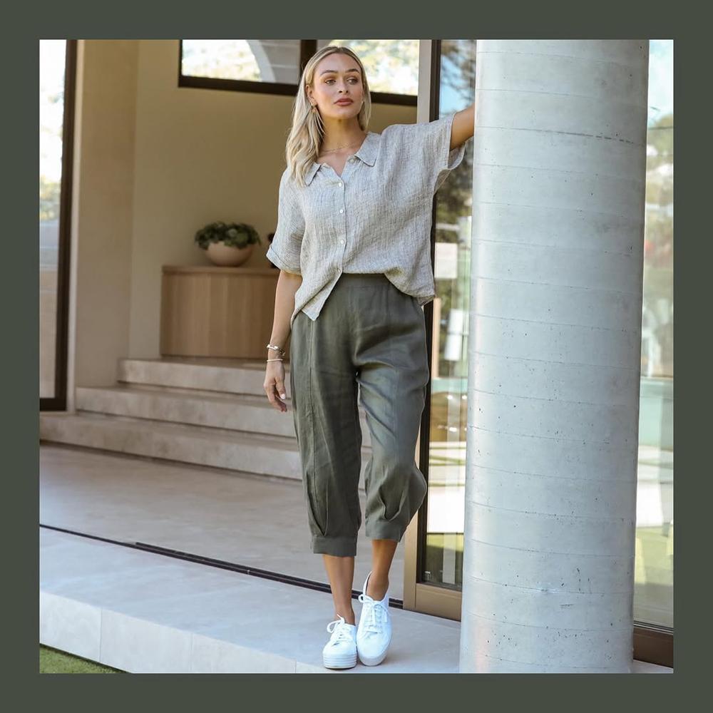 19 Green Linen Pants Outfits Image