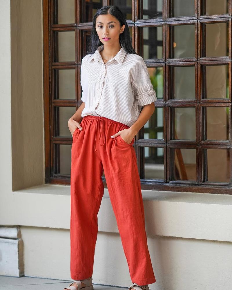21 Red Linen Pants Outfits Image