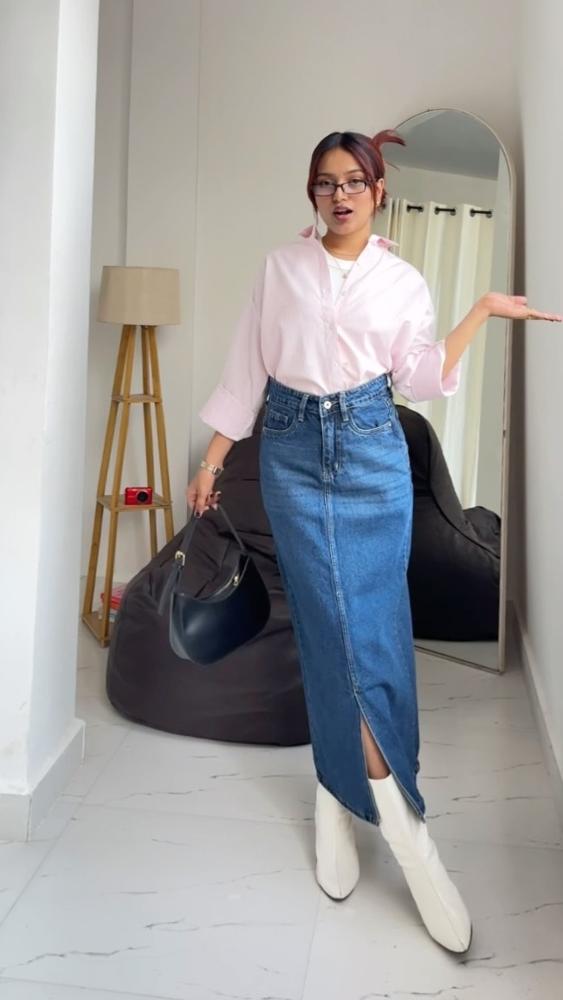 22 Denim Skirt Outfits Image