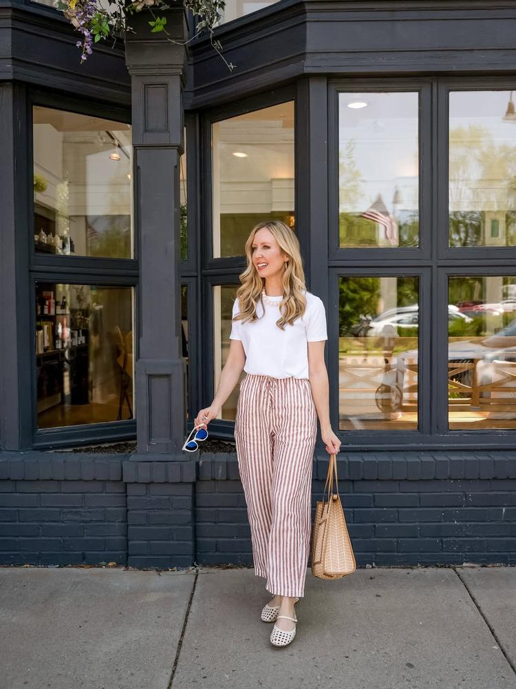 20 Striped Linen Pants Outfits Image
