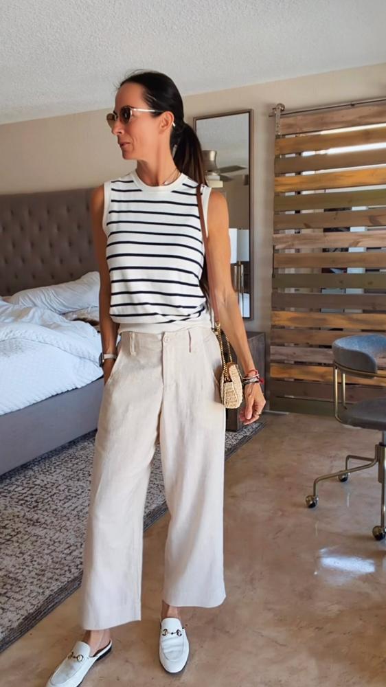 20 Striped Linen Pants Outfits Image