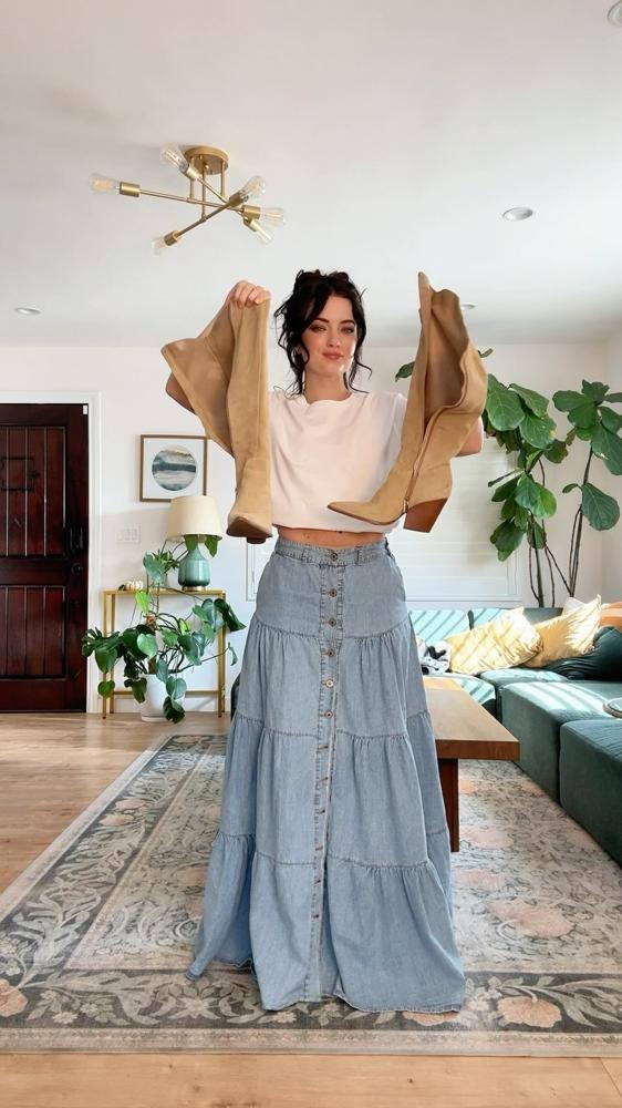 22 Denim Skirt Outfits Image