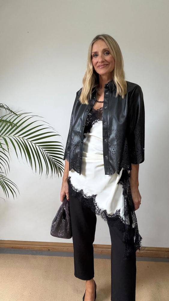 19 Satin Lace Asymmetric Top Outfits Image