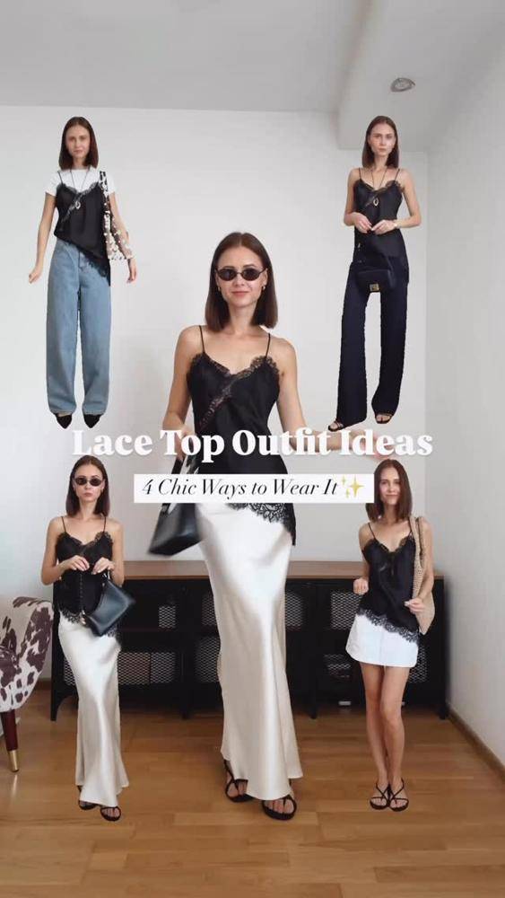 25 Satin Lace Cami Blazer Outfits Ideas Image