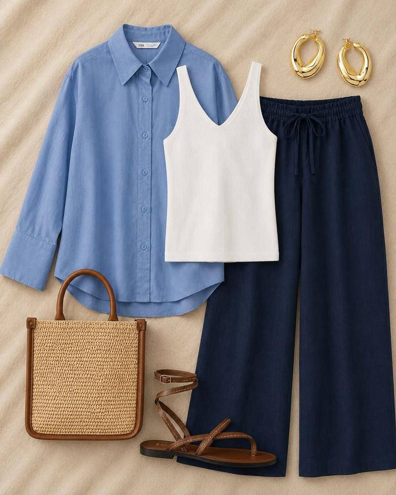 19 Navy Linen Pants Outfit Ideas Image