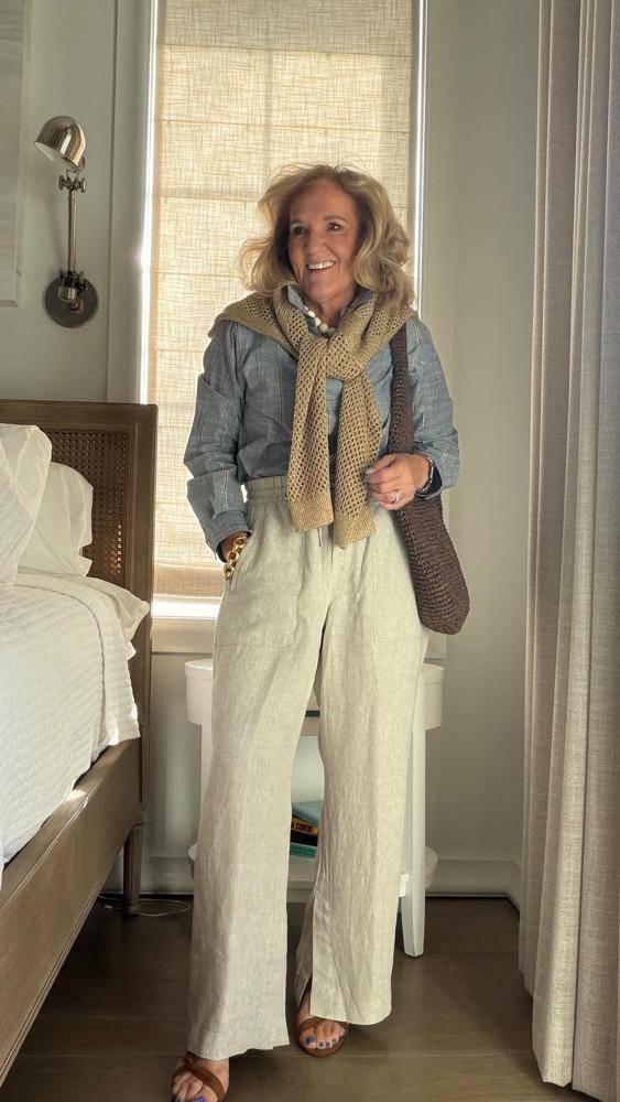 19 Navy Linen Pants Outfit Ideas Image