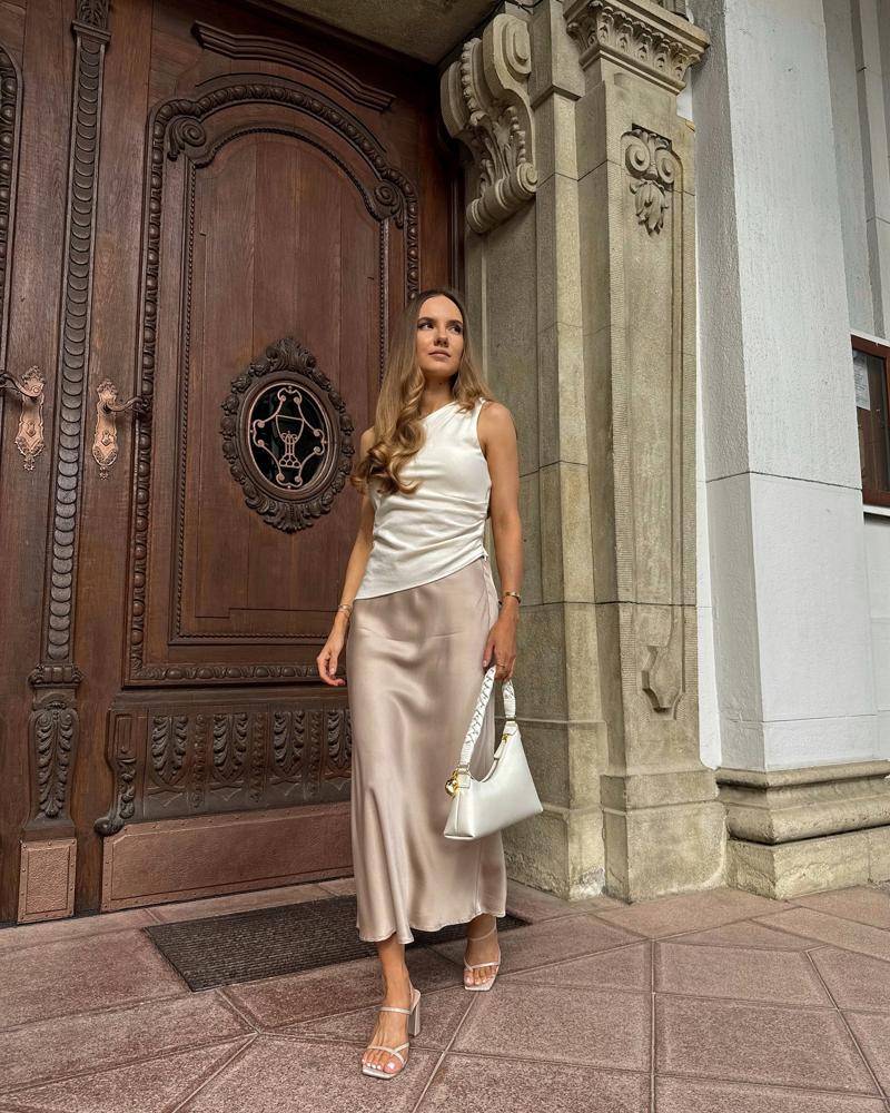 27 Satin Lace Skirt Outfits Ideas Image