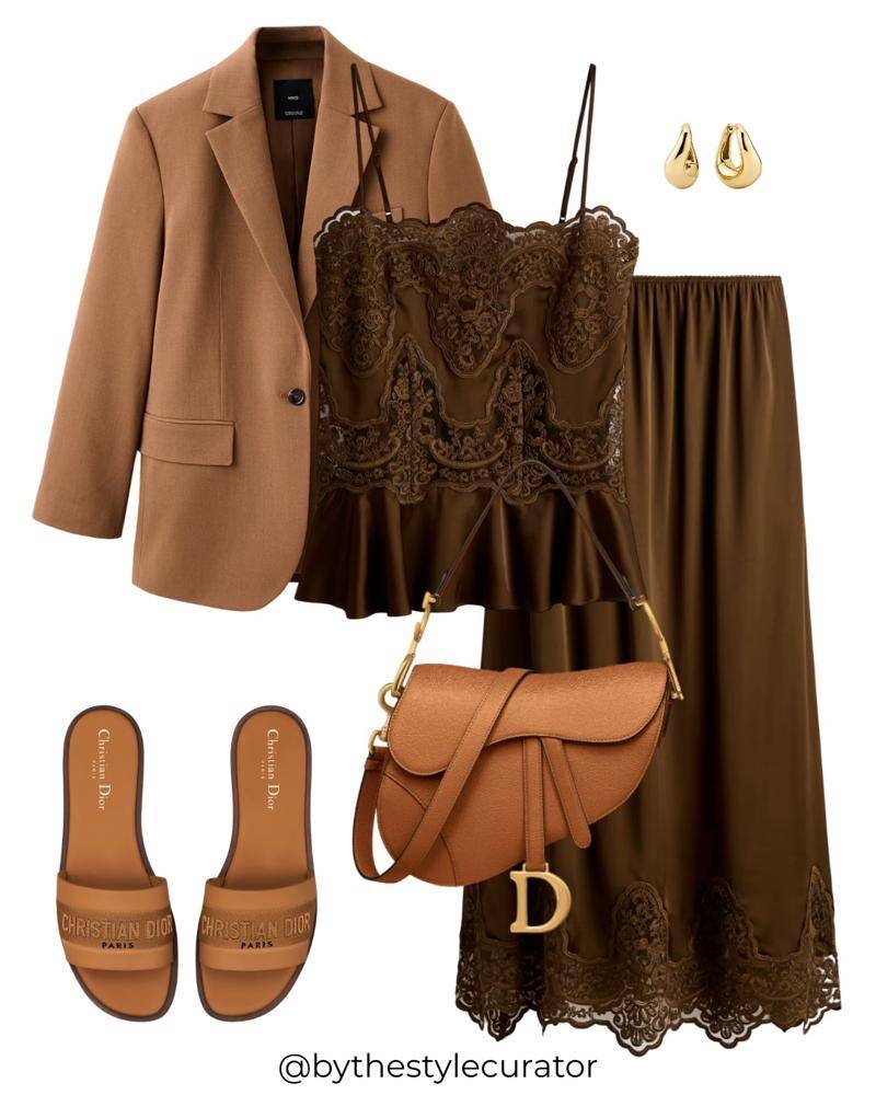 25 Satin Lace Cami Blazer Outfits Ideas Image