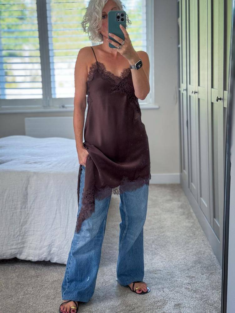 23 Satin Lace Top Outfits Ideas Image