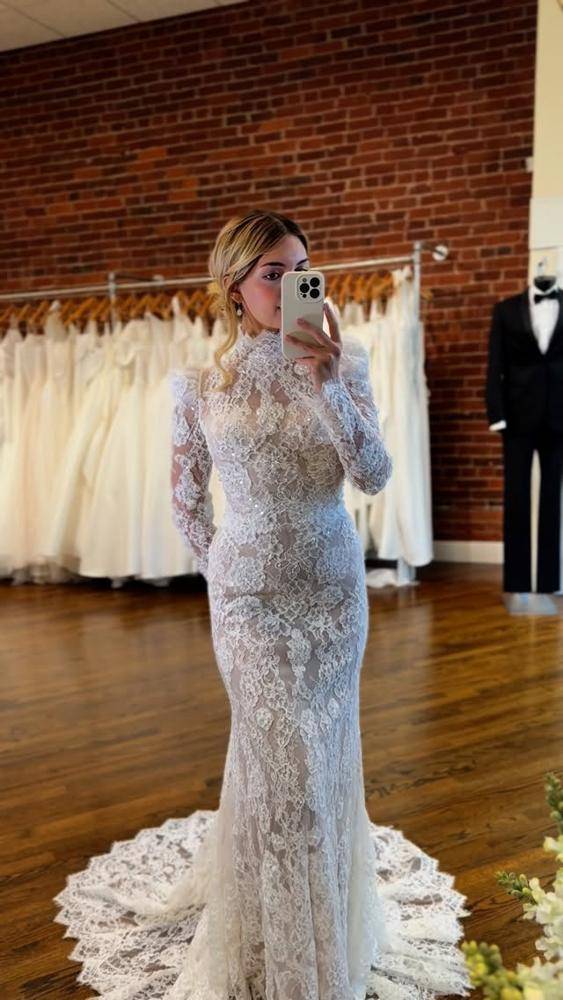 27 Satin Lace Pearl Wedding Dress Outfits Image