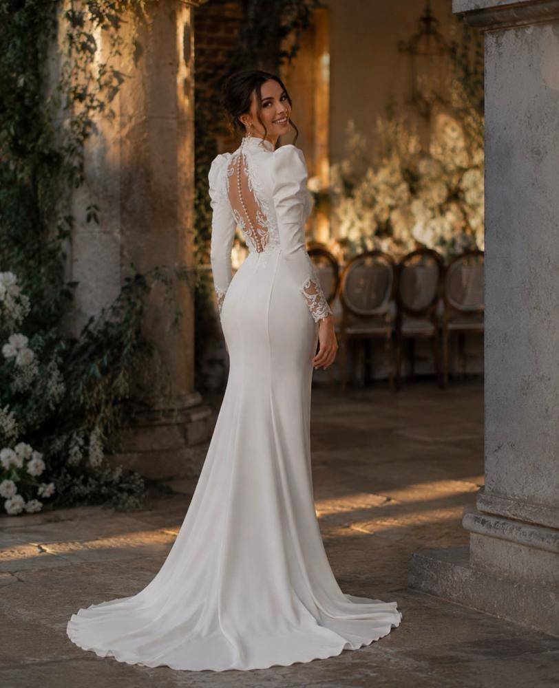 27 Satin Lace Pearl Wedding Dress Outfits Image