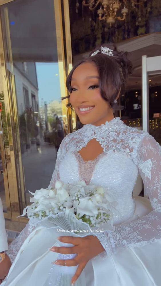 27 Satin Lace Pearl Wedding Dress Outfits Image