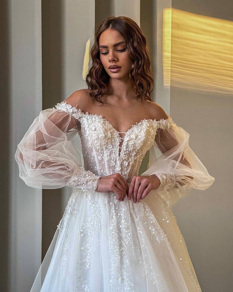 27 Satin Lace Pearl Wedding Dress Outfits Image