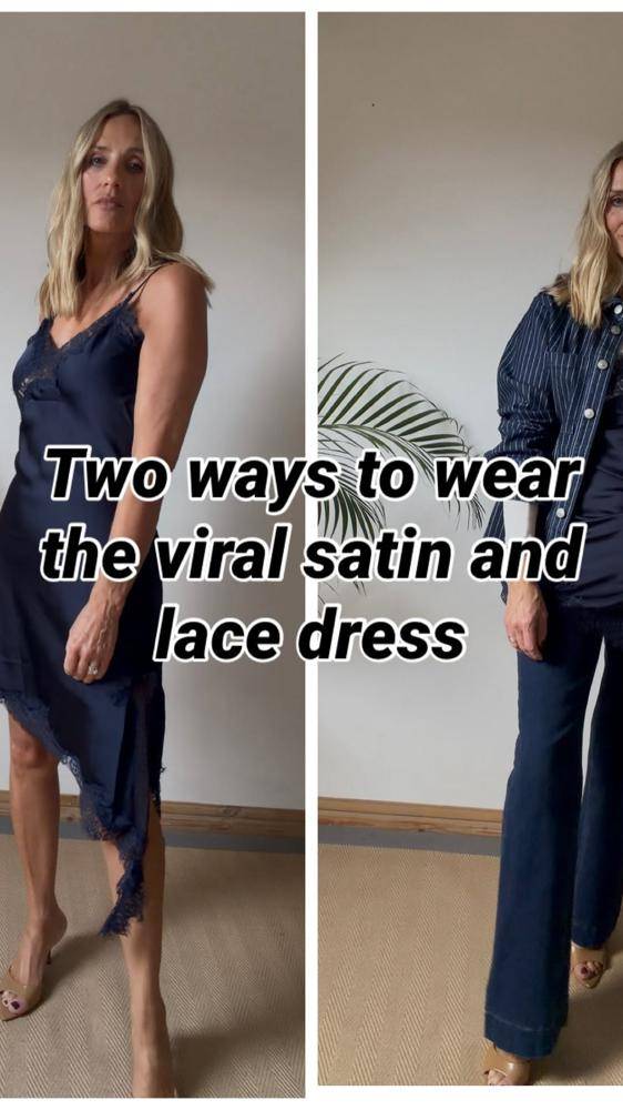 19 Satin Lace Asymmetric Top Outfits Image