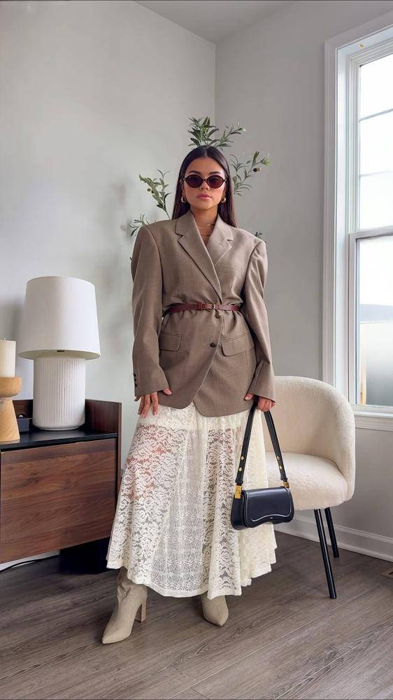 27 Satin Lace Skirt Outfits Ideas Image