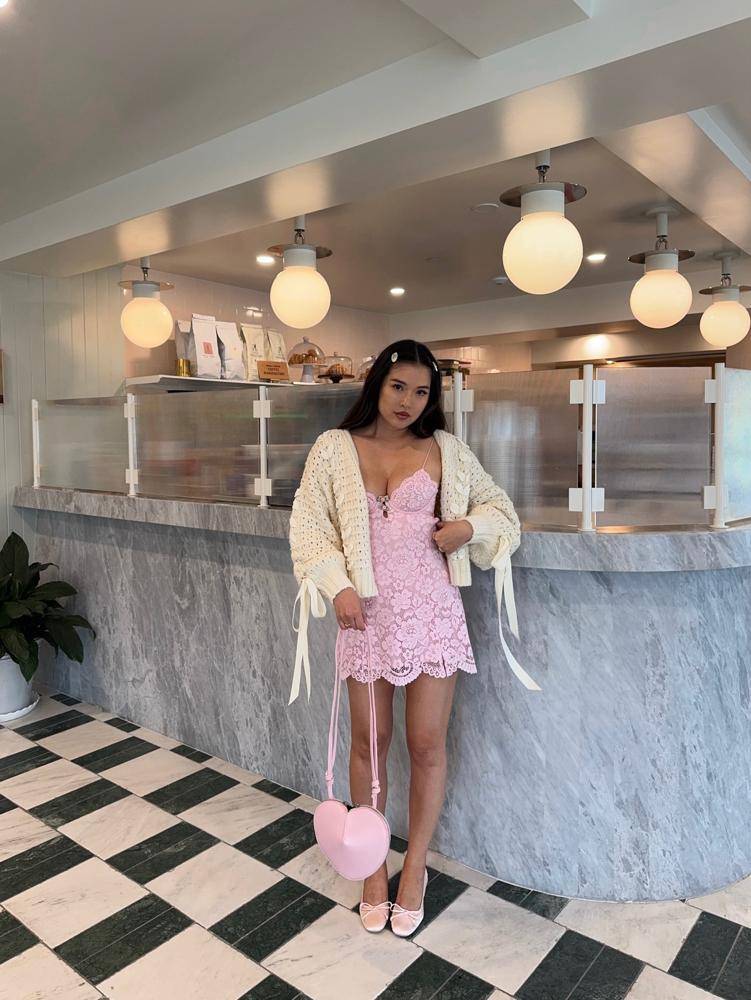 22 Satin Lace Pink Dress Outfits Image