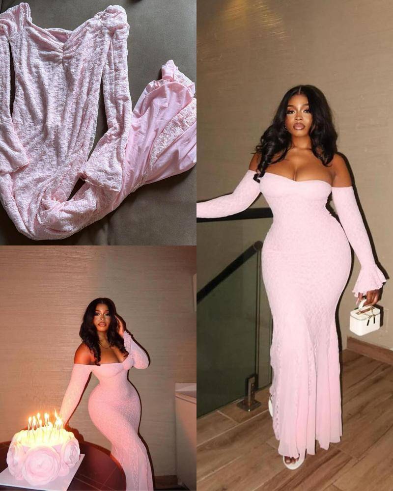 22 Satin Lace Pink Dress Outfits Image