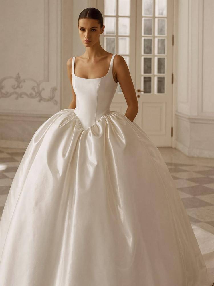 27 Satin Lace Pearl Wedding Dress Outfits Image