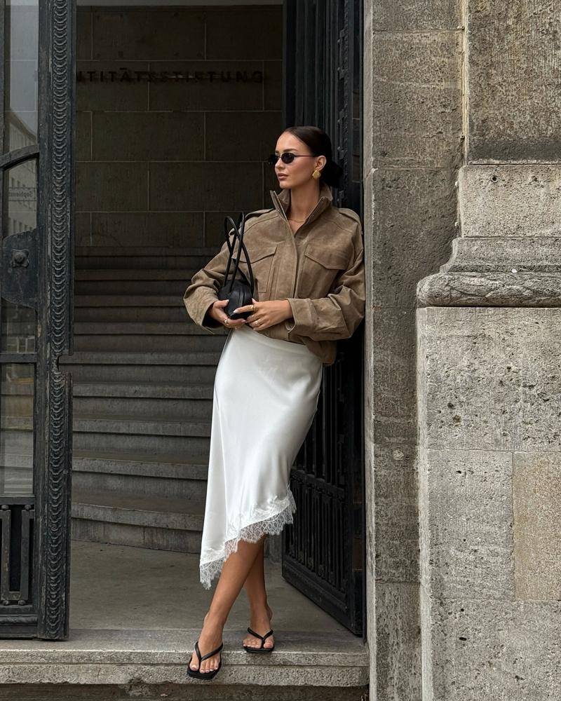18 Zara Lace Skirt Satin Outfits Ideas Image
