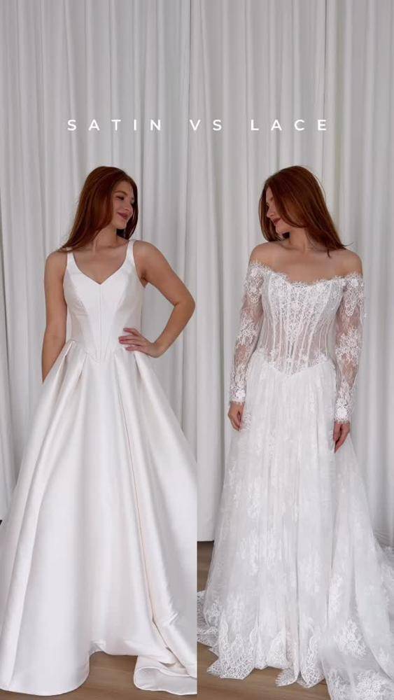 27 Satin Lace Pearl Wedding Dress Outfits Image