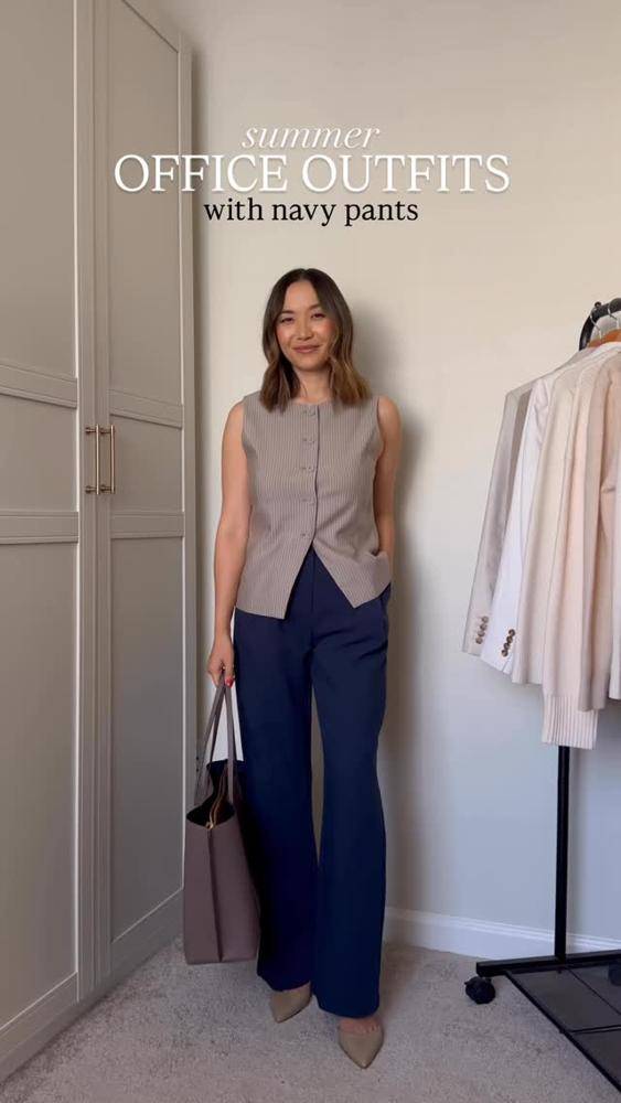 19 Navy Linen Pants Outfit Ideas Image