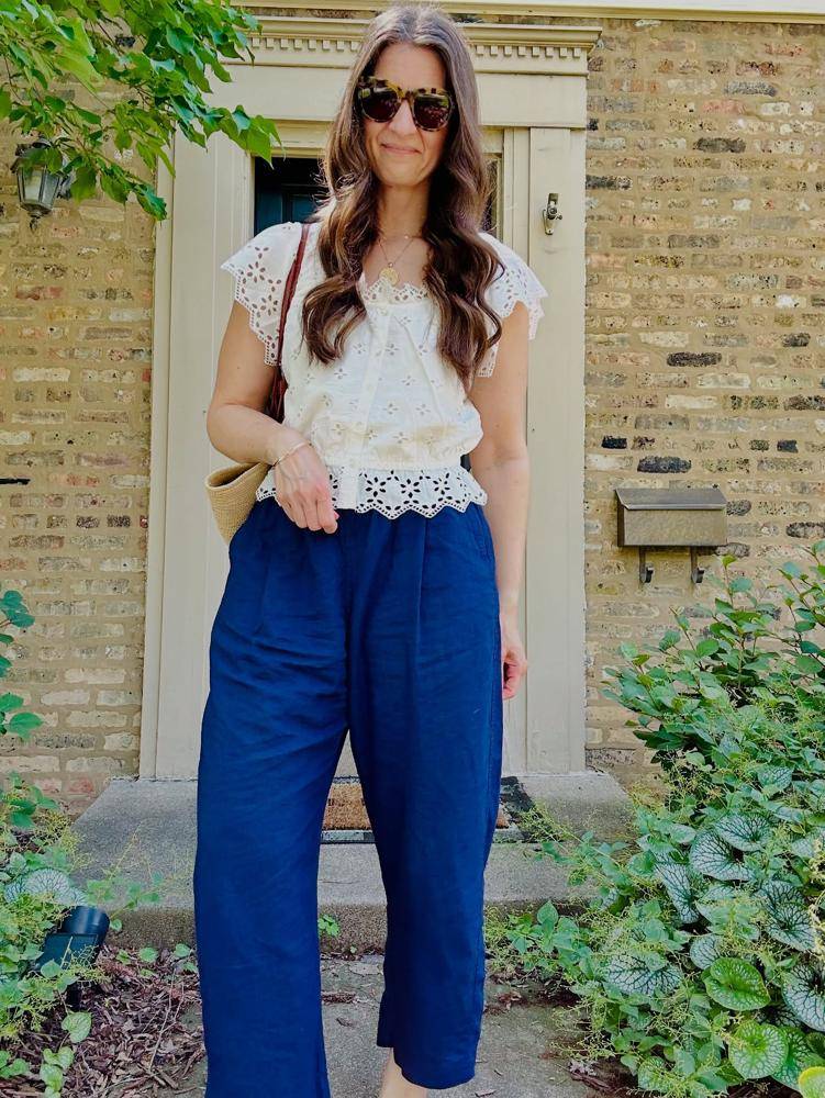 19 Navy Linen Pants Outfit Ideas Image
