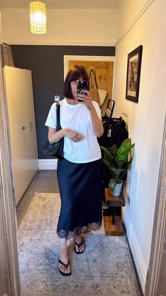 27 Satin Lace Skirt Outfits Ideas Image