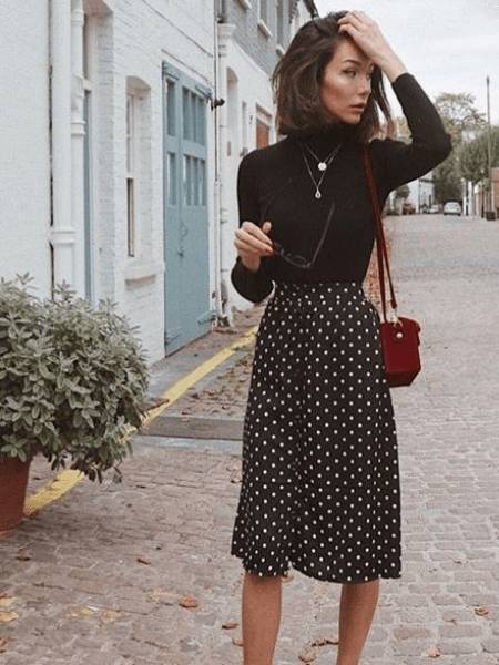 29 Brown Polka Dot Skirt Outfits Image