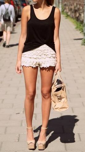 11 Cream Lace Trim Shorts Outfits Image