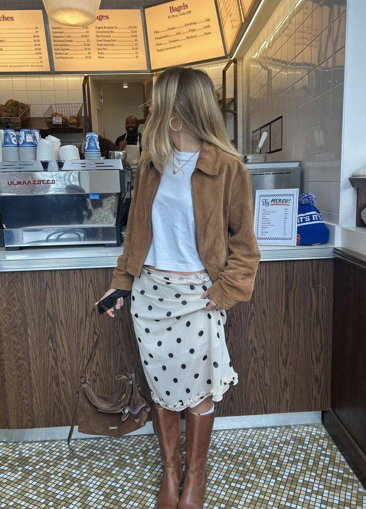 29 Brown Polka Dot Skirt Outfits Image