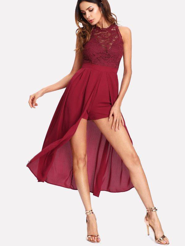 15 Burgundy Lace Trim Shorts Outfits Image