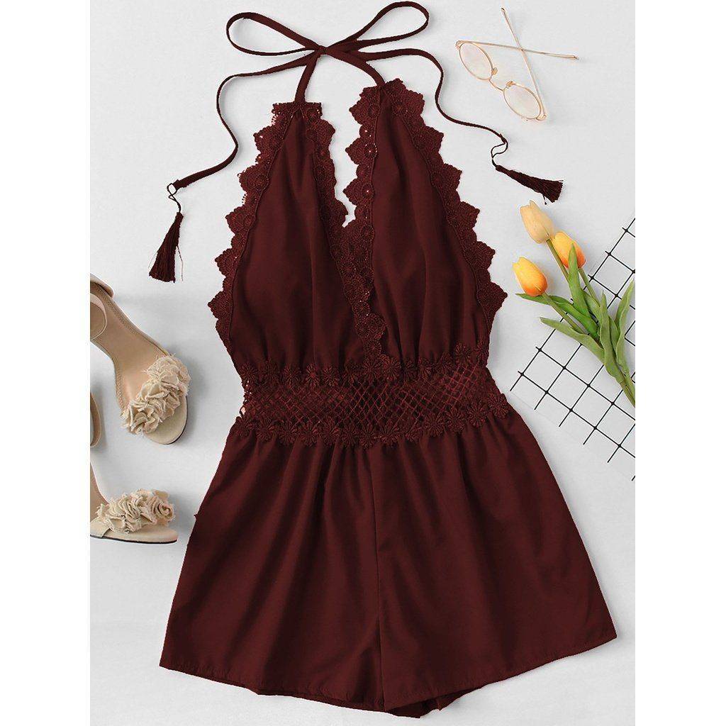 15 Burgundy Lace Trim Shorts Outfits Image