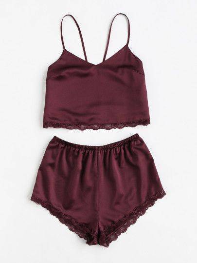 15 Burgundy Lace Trim Shorts Outfits Image