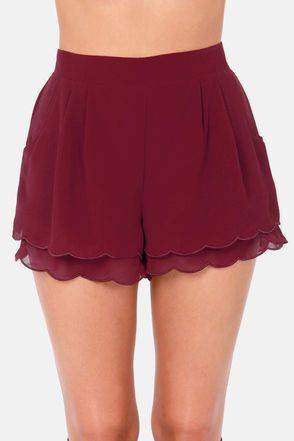 15 Burgundy Lace Trim Shorts Outfits Image
