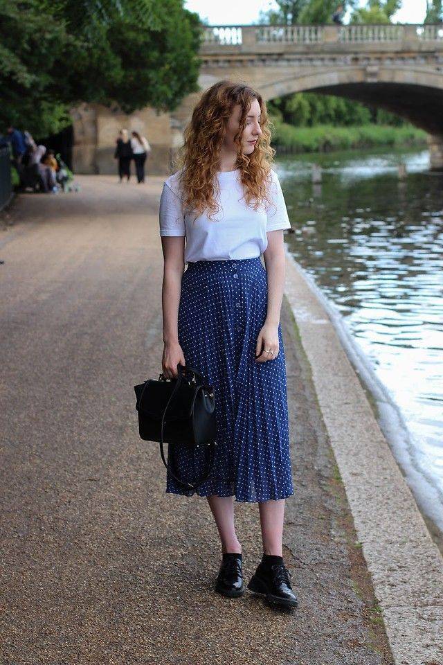 28 Blue Polka Dot Skirt Outfits Image