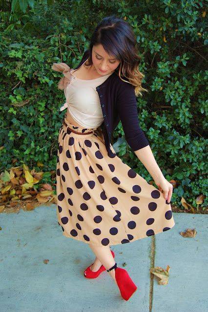 29 Brown Polka Dot Skirt Outfits Image