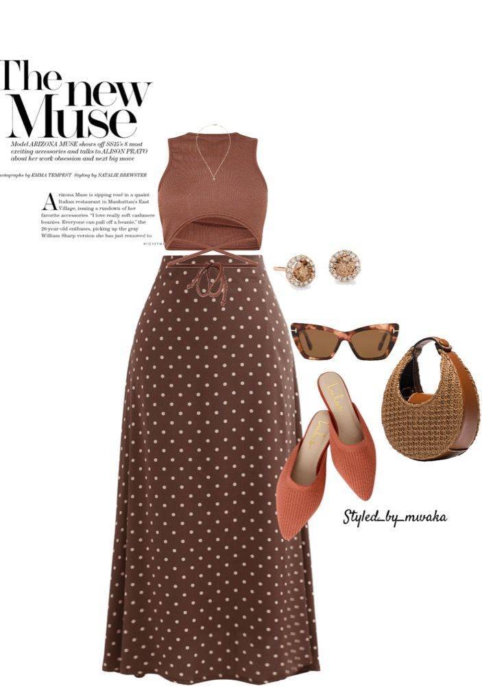 29 Brown Polka Dot Skirt Outfits Image